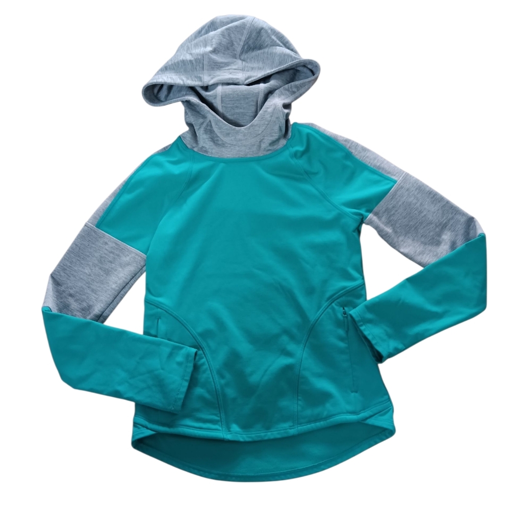 Athleta Teal and Gray Hooded Sweatshirt
